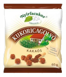 Nyírfacukor kukoricagolyó, kakaós, 60 g